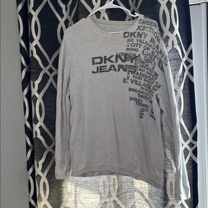 DKNY Jeans Gray Graphic Long Sleeve Shirt